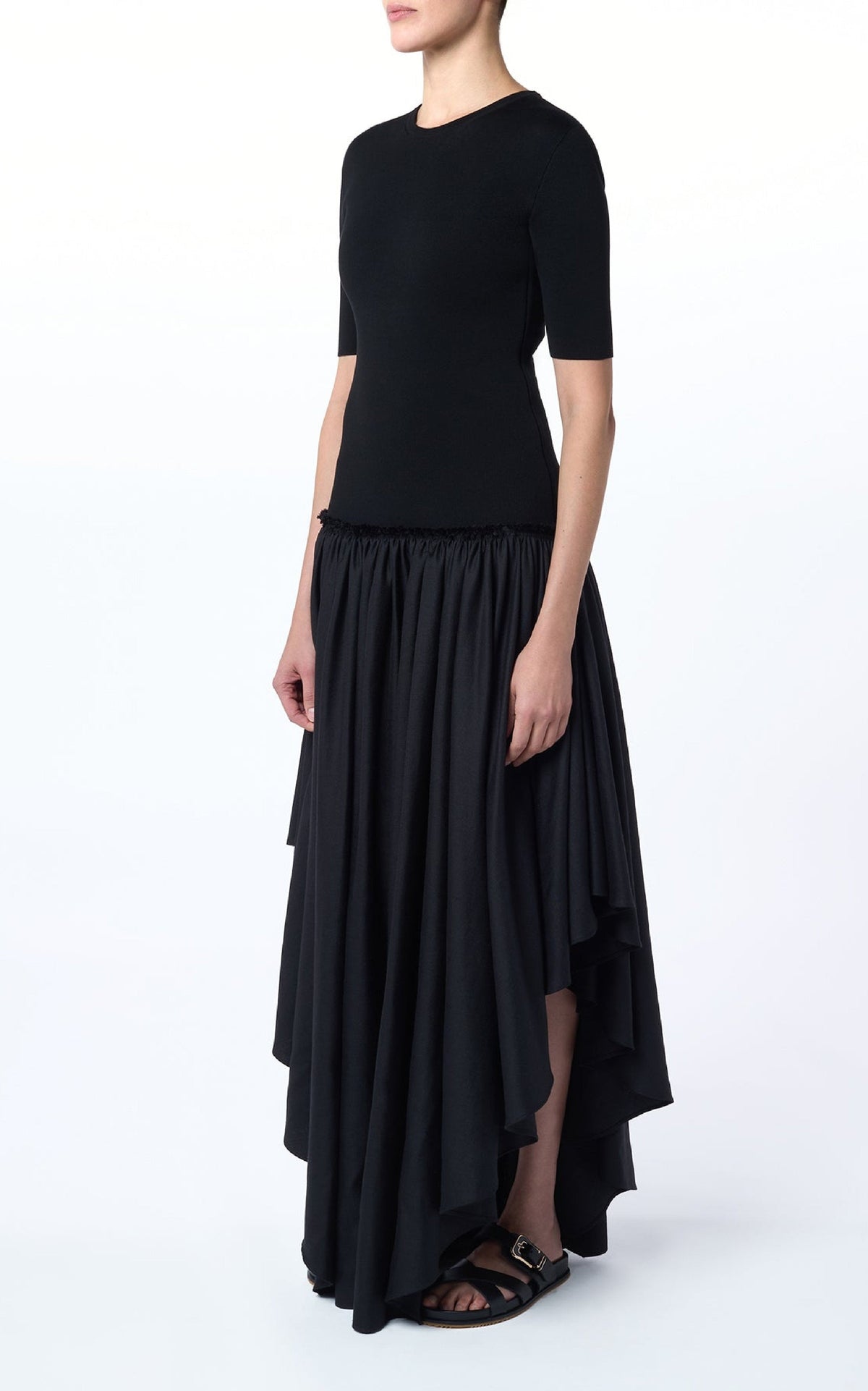 Sirona Dress en noir uni drap de costume