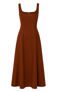 Adaline Dress en cognac eco soft laine drap de costume