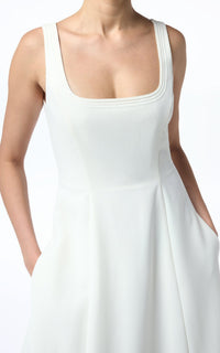 Adaline Dress en ivoire eco soft laine drap de costume