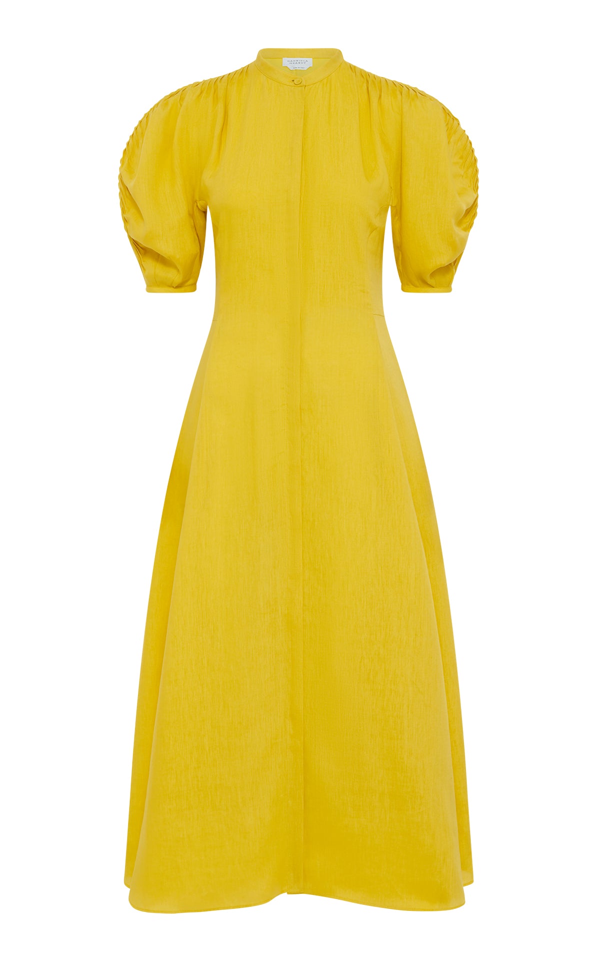 Arabella Dress en ocre doré lin d’aloès popeline de chemise