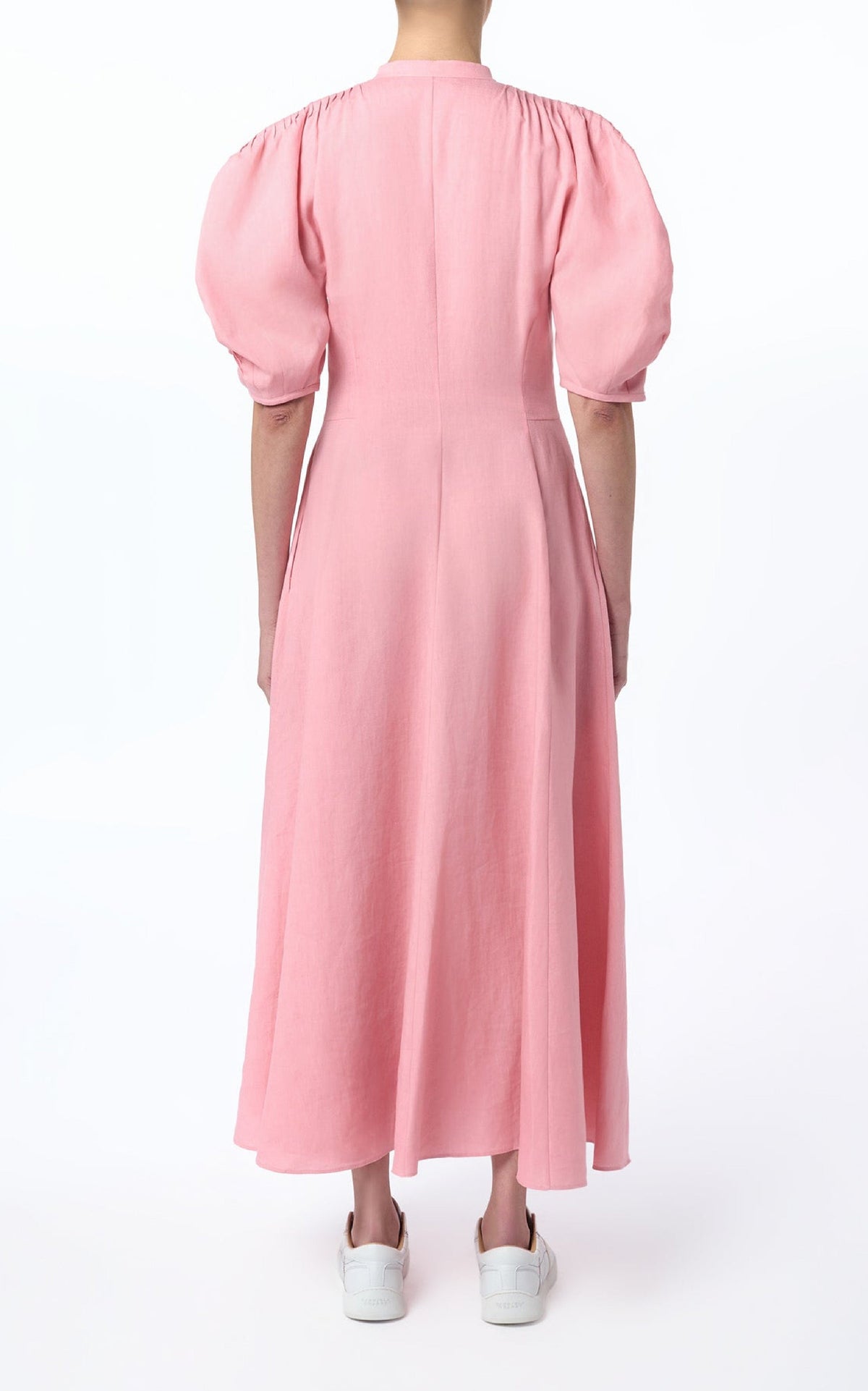 Arabella Dress en rose lin d’aloès popeline de chemise