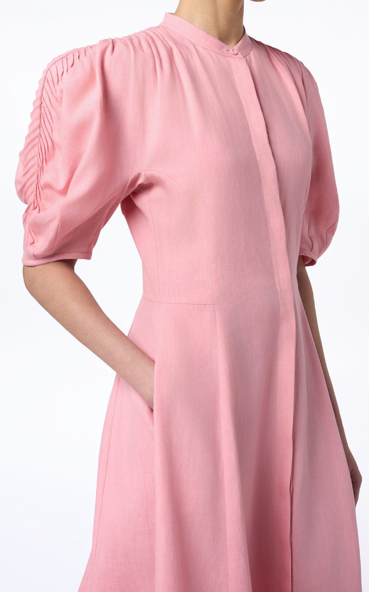 Arabella Dress en rose lin d’aloès popeline de chemise