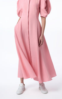 Arabella Dress en rose lin d’aloès popeline de chemise