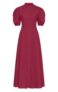 Arabella Dress en framboise lin d’aloès popeline de chemise