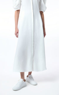 Arabella Dress en blanc lin d’aloès popeline de chemise