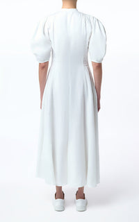 Arabella Dress en blanc lin d’aloès popeline de chemise