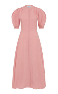 Arabella Dress en ocre doré lin d’aloès popeline de chemise