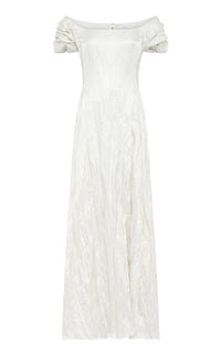 Juniper Dress en ivoire soft metal crinkled soie
