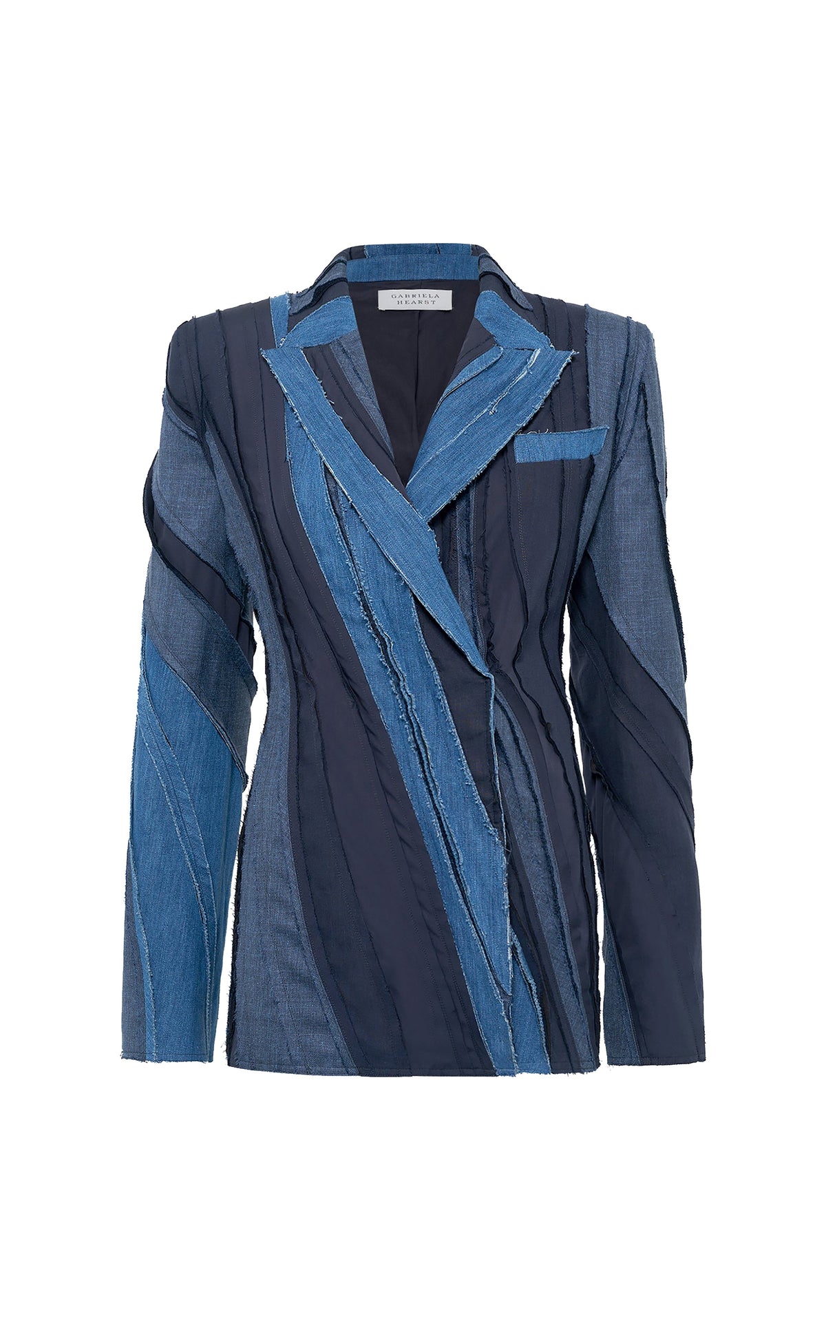 Edwin Blazer en bleu moyen coton lin denim