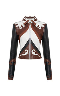 Ivory & Cognac & Chestnut & Black / Veste Albie en cuir - Ivory & Cognac & Chestnut & Black