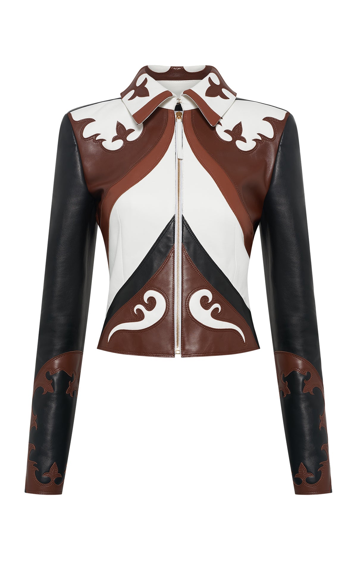 Ivory & Cognac & Chestnut & Black / Veste Albie en cuir - Ivory & Cognac & Chestnut & Black