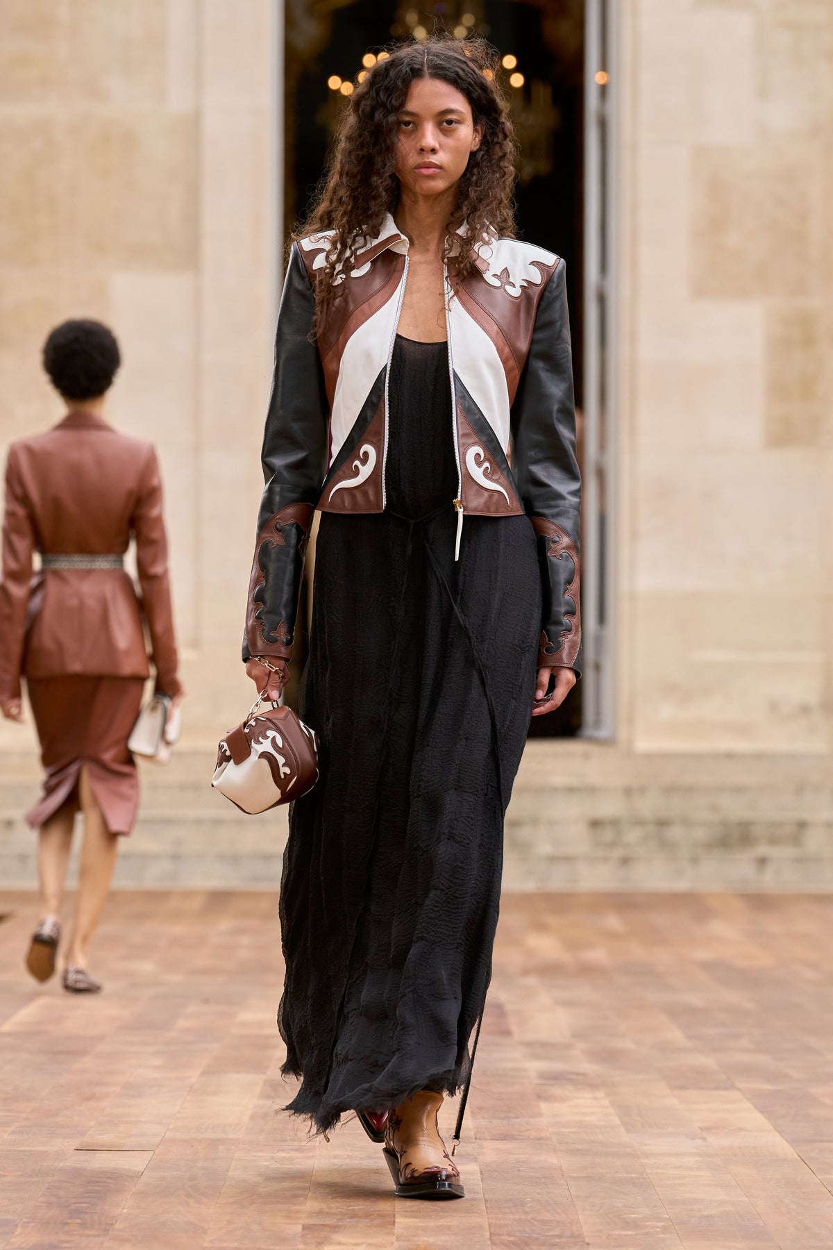 Ivory & Cognac & Chestnut & Black / Veste Albie en cuir - Ivory & Cognac & Chestnut & Black
