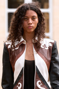 Ivory & Cognac & Chestnut & Black / Veste Albie en cuir - Ivory & Cognac & Chestnut & Black