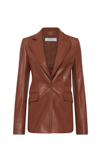 Cognac / Veste blazer Isara en cuir - Cognac