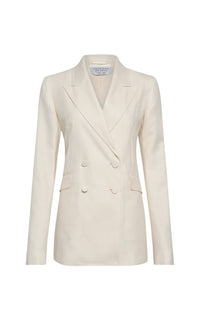 Ivory / Veste blazer Angela en laine et soie - Ivory