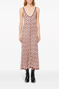 Monogrammed long dress - Jacquard Burgundy