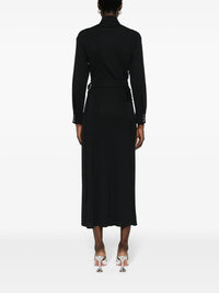 Robe longue ceinturée à col montant - Black