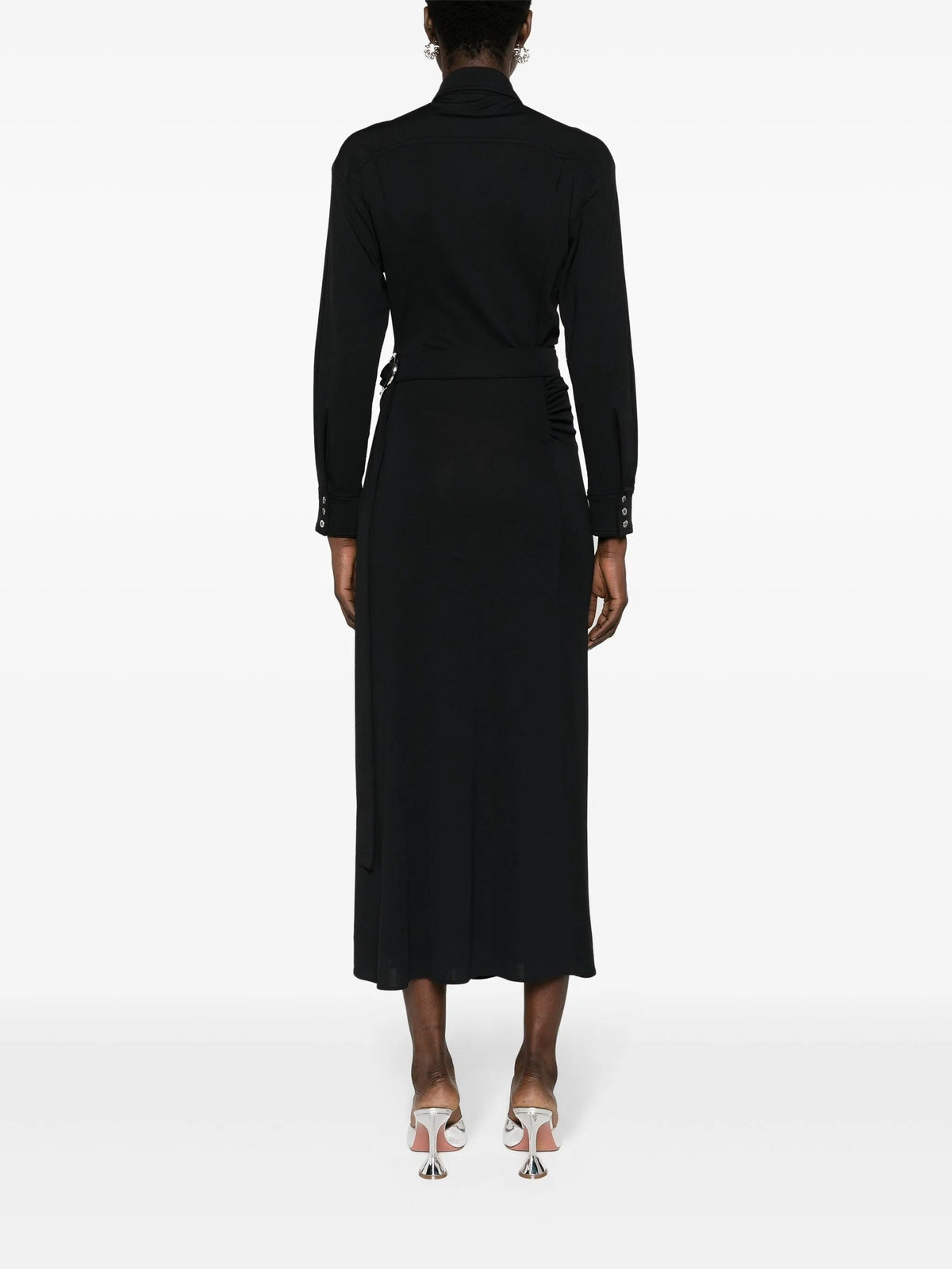 Robe longue ceinturée à col montant - Black