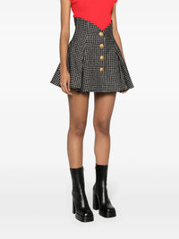 Gingham tweed mini skirt - White & Black
