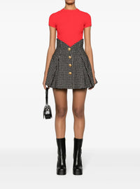 Gingham tweed mini skirt - White & Black