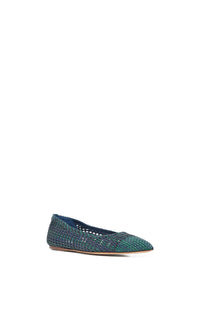 Aurora Flat en bleu marine multicolore goat cuir
