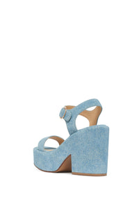 Iman Sandal en denim bleu clair daim denim