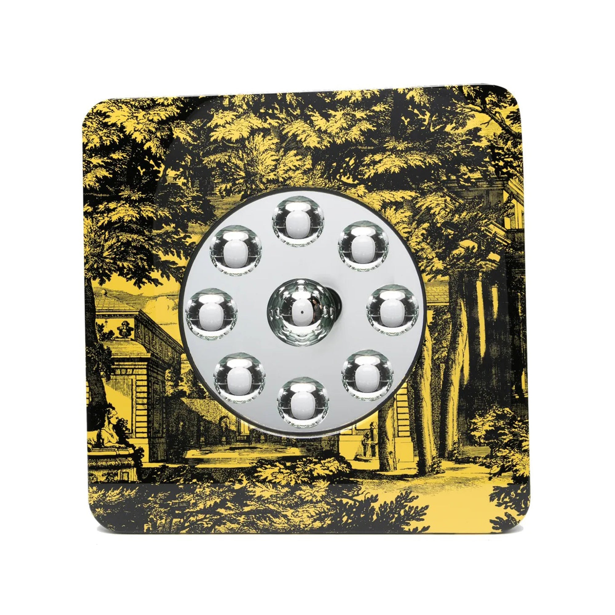 Frame with 18th century Jardin bubble mirror - Black & Yellow