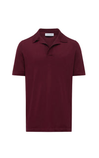Stendhal Short Sleeve Pol en bordeaux soffio cachemire fil