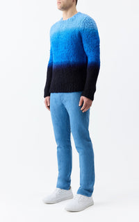 Aion Sweater en deep dye bleu ciel welfat cachemire fil