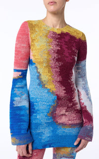 Aurora Multi / Tunique crochet Millicent en laine et cachemire - Aurora Multi