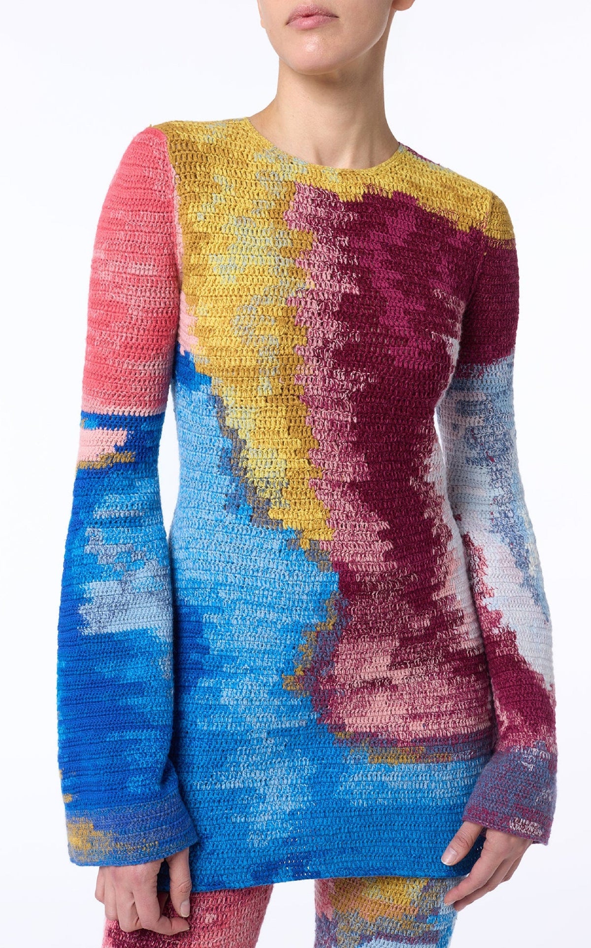 Aurora Multi / Tunique crochet Millicent en laine et cachemire - Aurora Multi