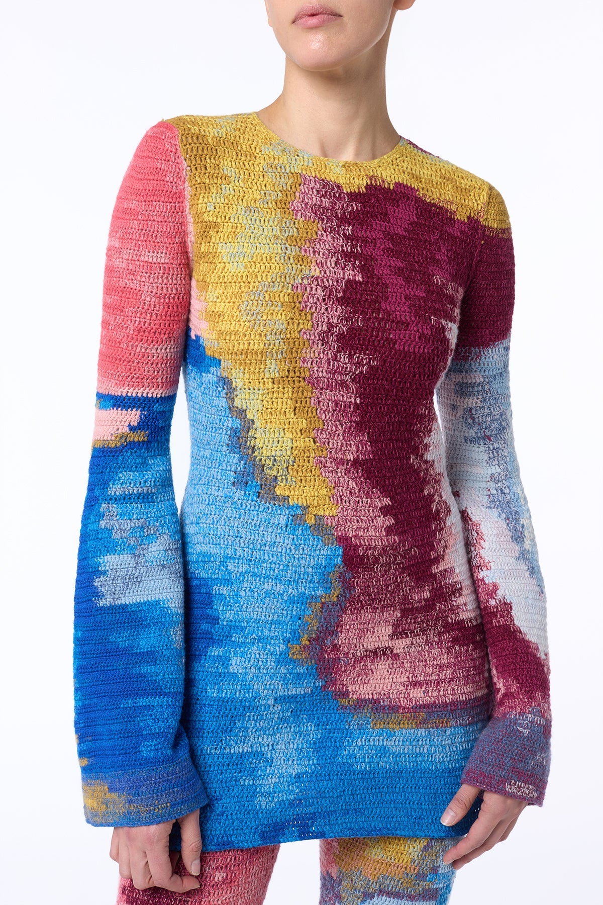 Aurora Multi / Tunique crochet Millicent en laine et cachemire - Aurora Multi