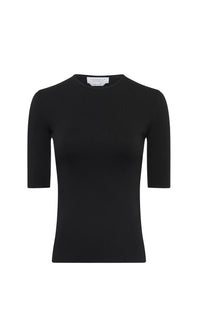 Anahita Ss Crew Neck en noir opacum 3 ply