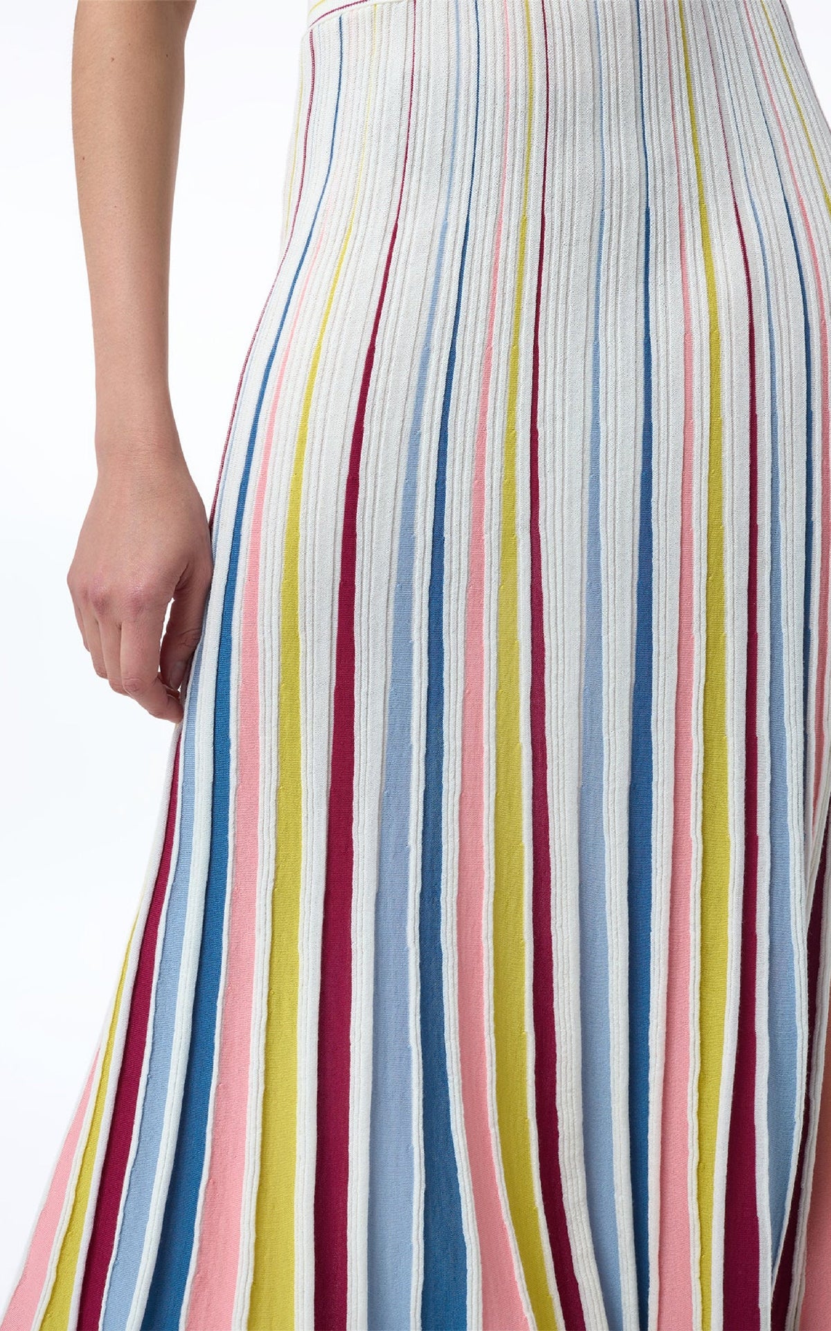 Calypso Pinstripes Dress en ivoire multicolore antilope mérinos fil