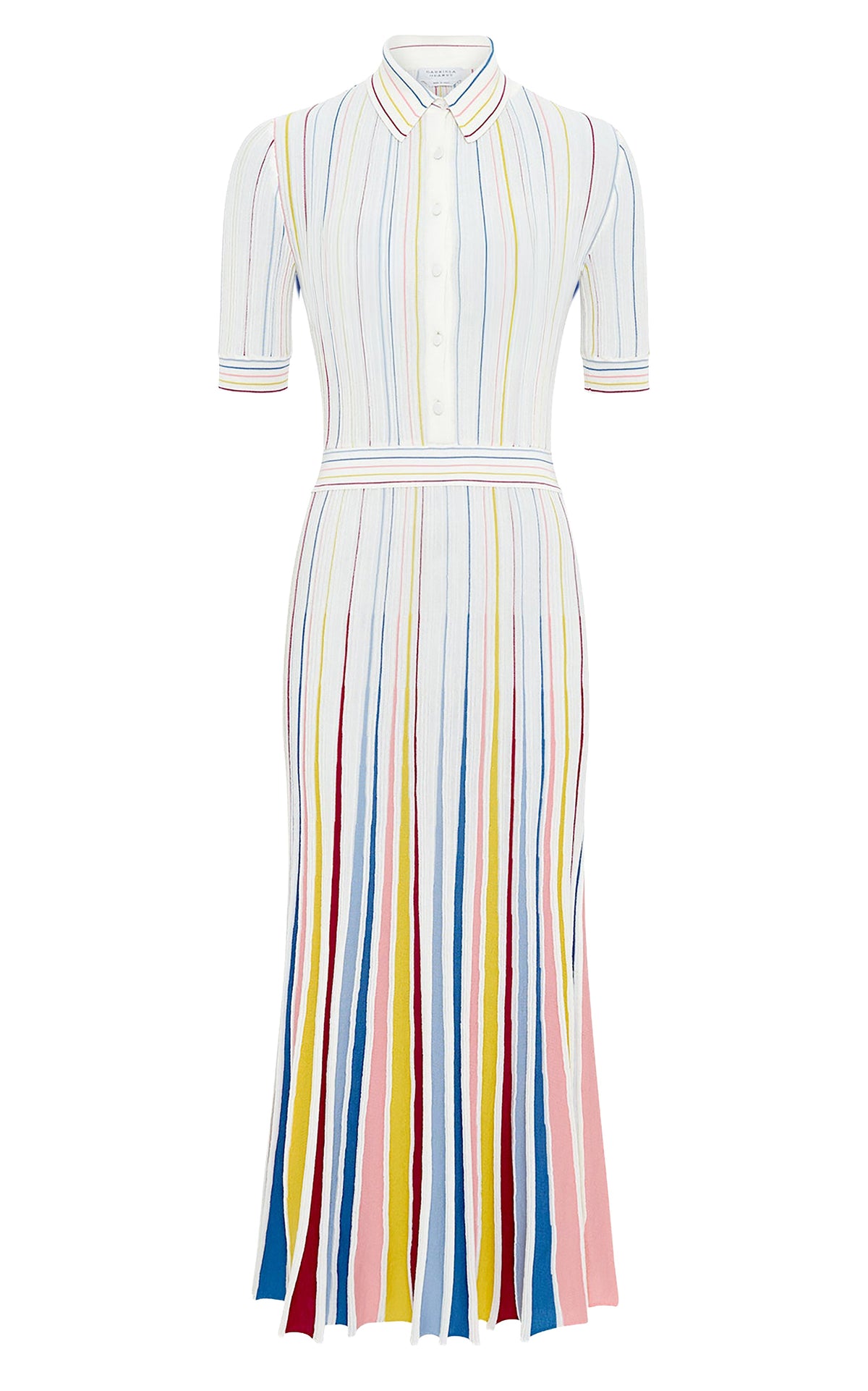 Calypso Pinstripes Dress en ivoire multicolore antilope mérinos fil
