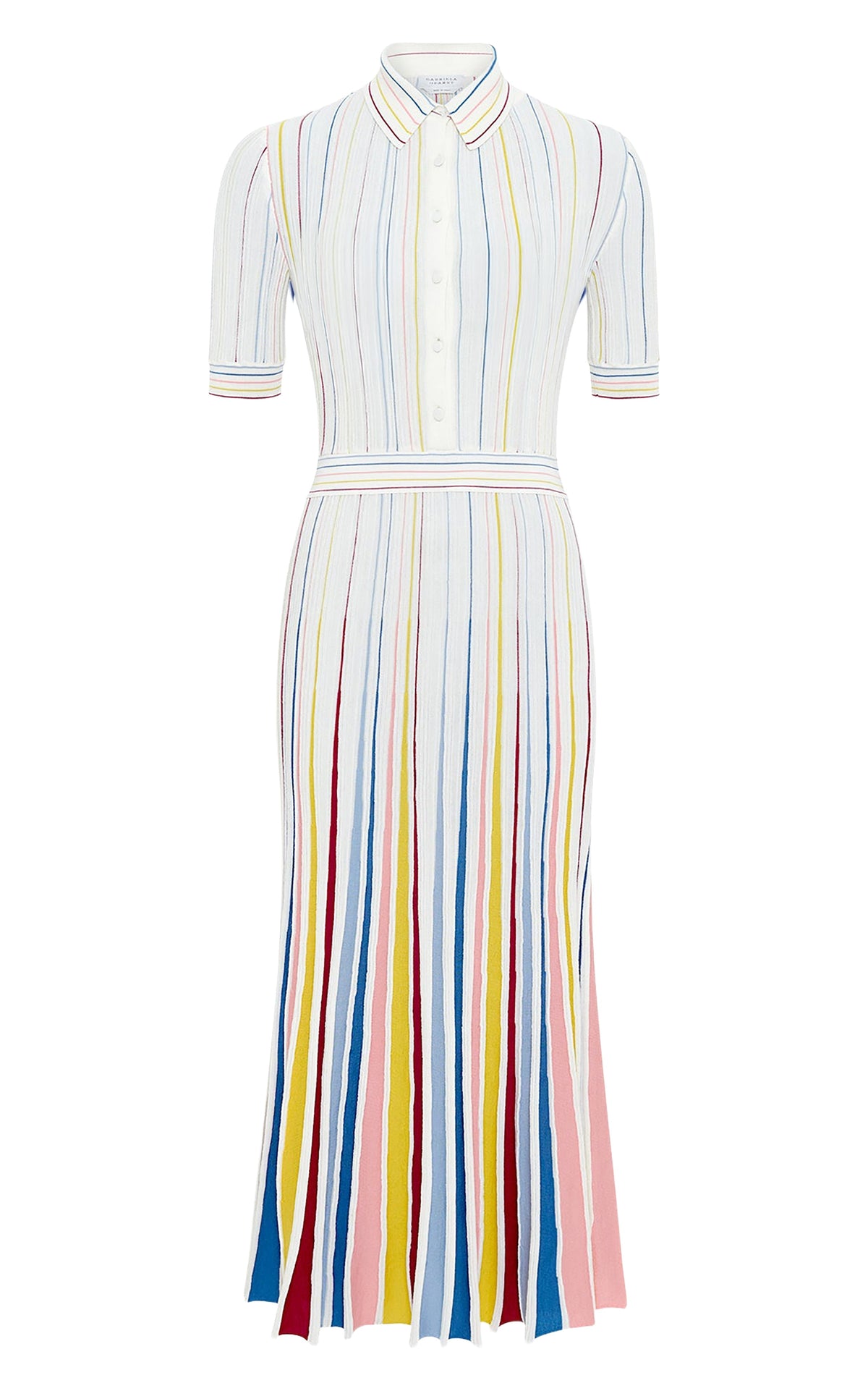 Ivory Multi / Robe à rayures fines Calypso en laine - Ivory Multi