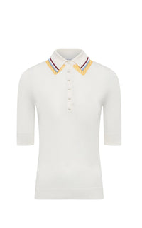 Ivory Multi / Polo à manches courtes Wendelyn en cachemire - Ivory Multi