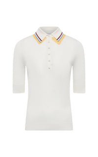 Ivory Multi / Polo à manches courtes Wendelyn en cachemire - Ivory Multi
