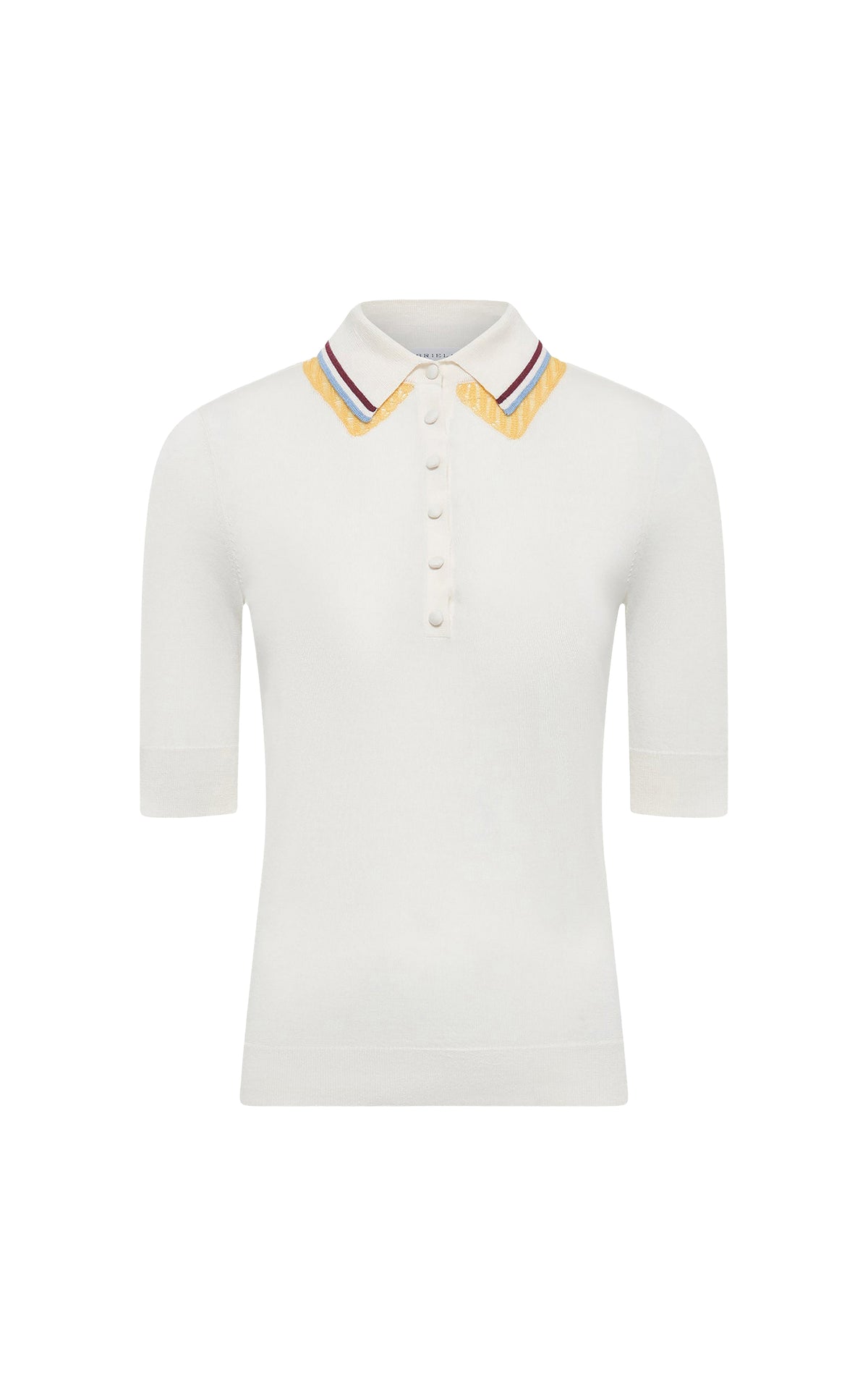 Wendelyn short-sleeve cashmere polo - Ivory Multi