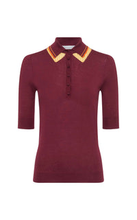 Merlot Multi / Polo à manches courtes Wendelyn en cachemire - Merlot Multi