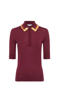 Wendelyn Ss Polo en merlot multicolore jaipur cachemire soie fil