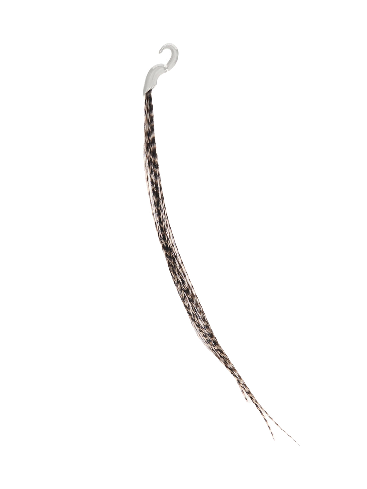Single-loop brass feather earring - Silver & Black-White