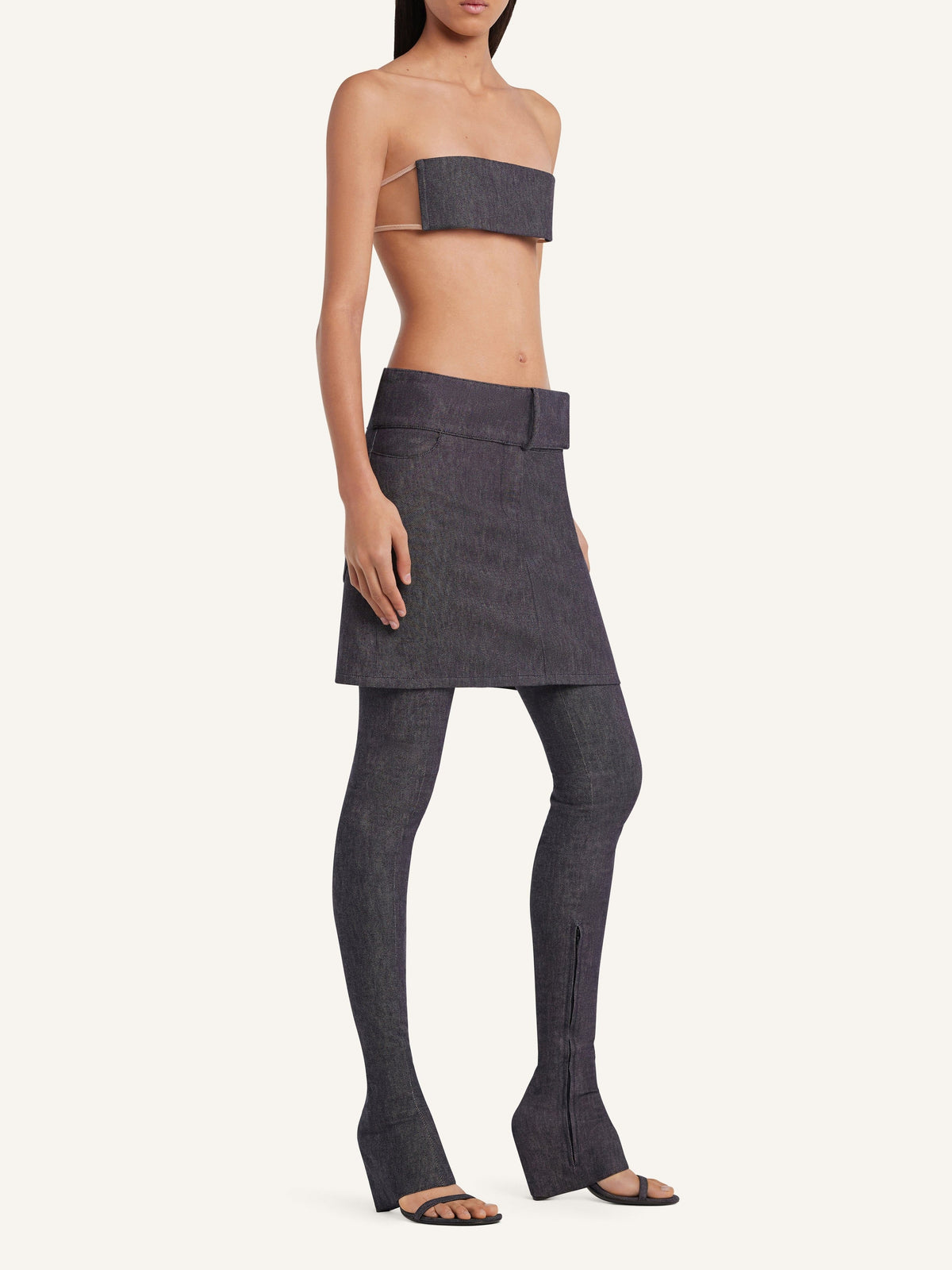 Bandeau en denim - Dark Heather Grey & Sand