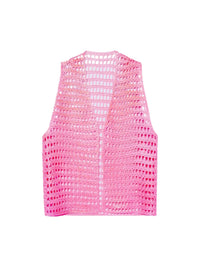 150€ / 1 sold //2 QTY / ST50%   Gilet en crochet sans manches - Pink