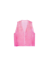 Gilet en crochet sans manches - Pink