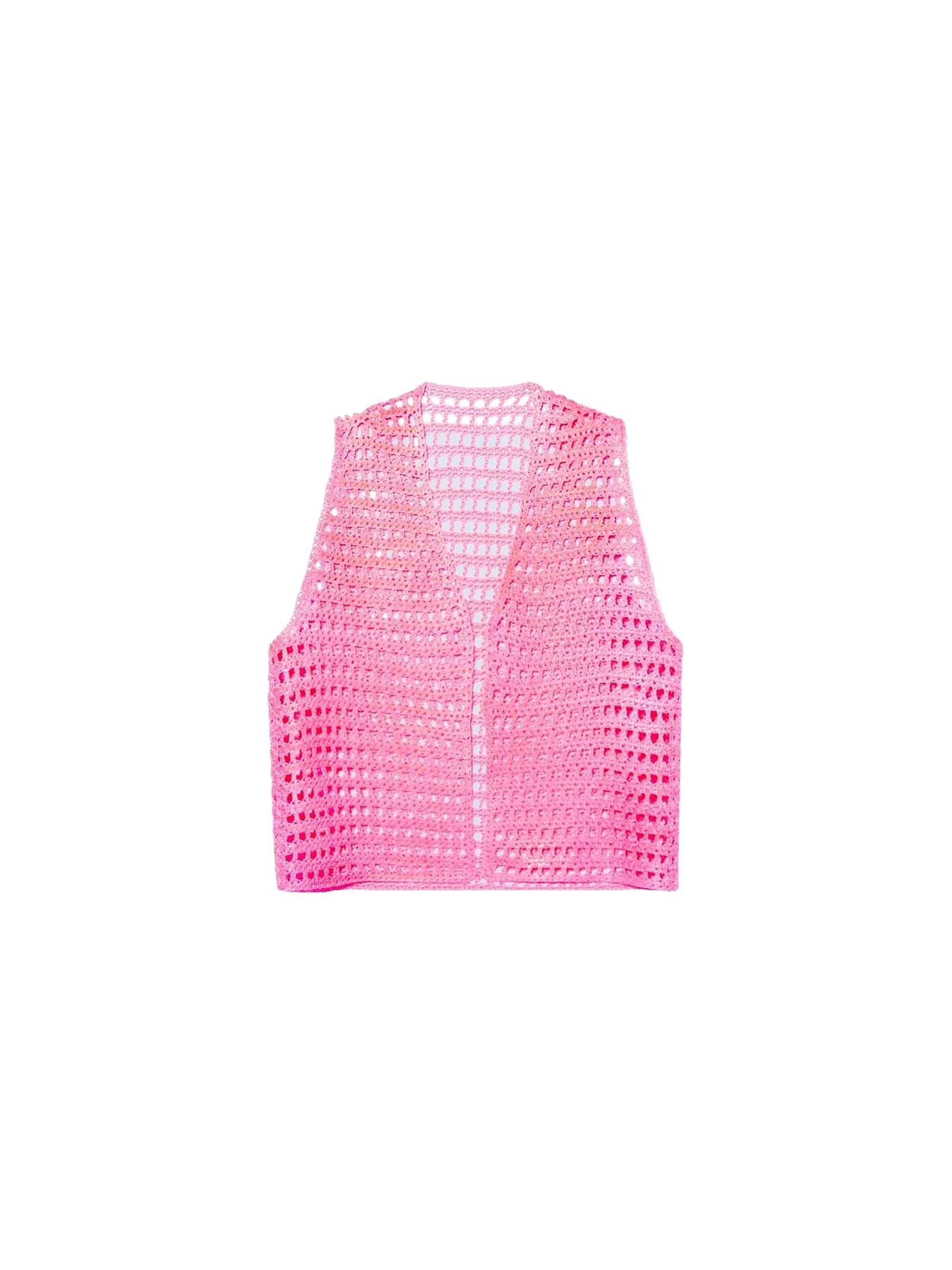 Gilet en crochet sans manches - Pink