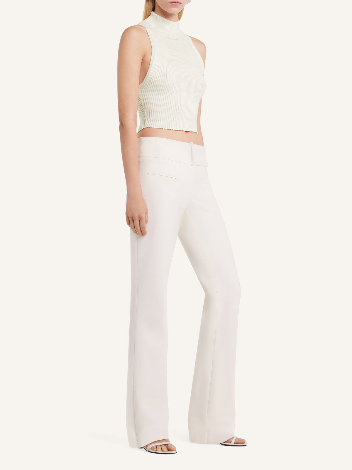 Top court col montant en maille - Heritage White