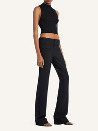 Top court col montant en maille - Black