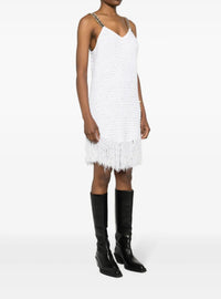 Short fringed tweed dress - White & Gold