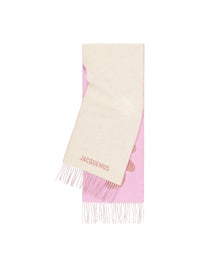 Écharpe Fleur en laine - Beige & Pink Flower